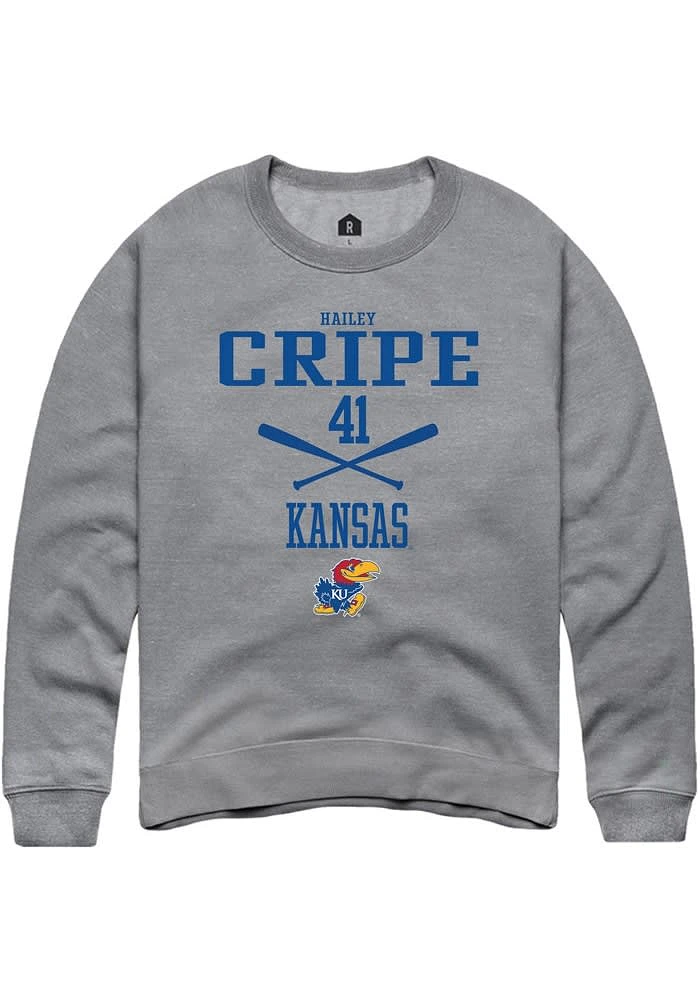 Hailey Cripe Rally Kansas Jayhawks Mens Graphite NIL Sport Icon Long Sleeve Crew Sweatshirt