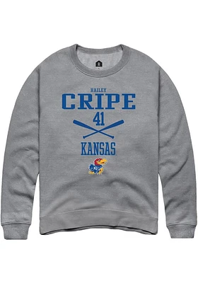Hailey Cripe  Rally Kansas Jayhawks Mens Graphite NIL Sport Icon Long Sleeve Crew Sweatshirt