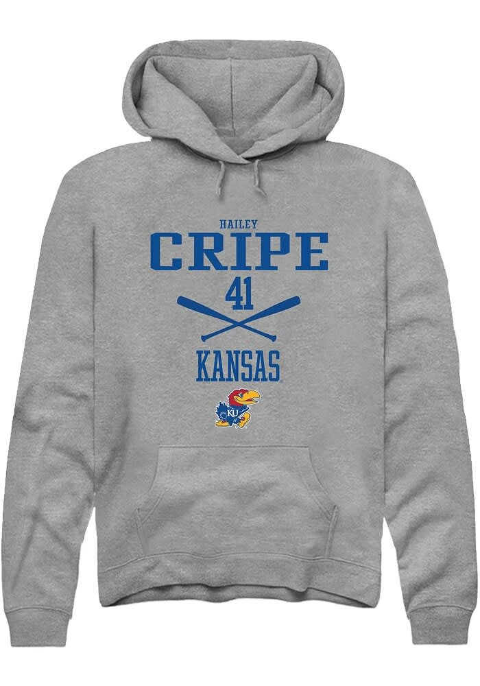 Hailey Cripe Rally Kansas Jayhawks Mens Graphite NIL Sport Icon Long Sleeve Hoodie