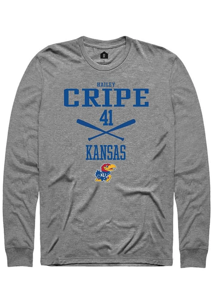 Hailey Cripe Kansas Jayhawks Graphite Rally NIL Sport Icon Long Sleeve T Shirt