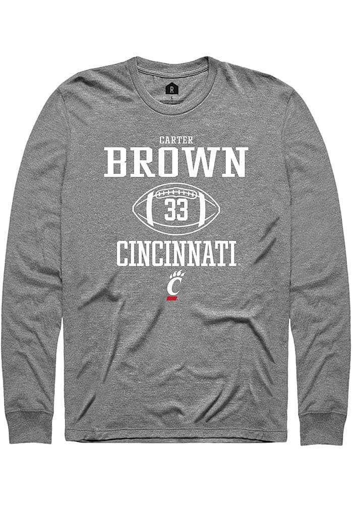 Carter Brown  Cincinnati Bearcats Graphite Rally NIL Sport Icon Long Sleeve T Shirt