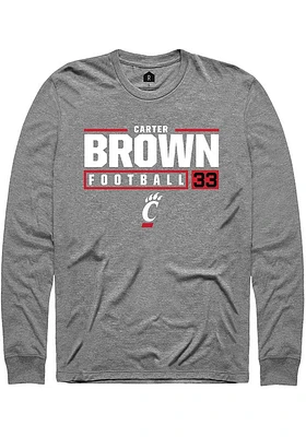 Carter Brown  Cincinnati Bearcats Graphite Rally NIL Stacked Box Long Sleeve T Shirt