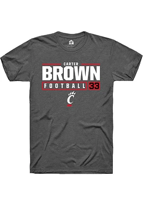 Carter Brown  Cincinnati Bearcats Dark Grey Rally NIL Stacked Box Short Sleeve T Shirt