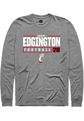 Grant Edgington  Cincinnati Bearcats Graphite Rally NIL Stacked Box Long Sleeve T Shirt