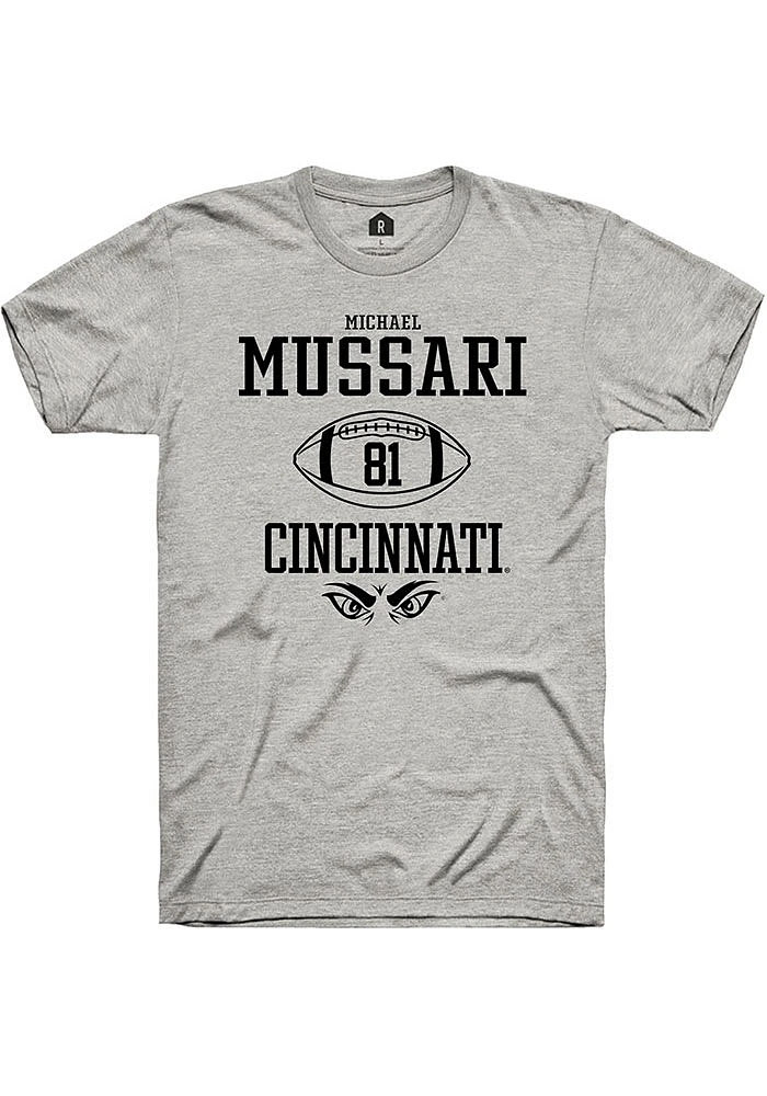 Michael Mussari  Cincinnati Bearcats Ash Rally NIL Sport Icon Short Sleeve T Shirt