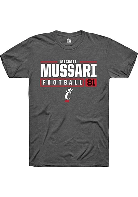 Michael Mussari  Cincinnati Bearcats Dark Grey Rally NIL Stacked Box Short Sleeve T Shirt