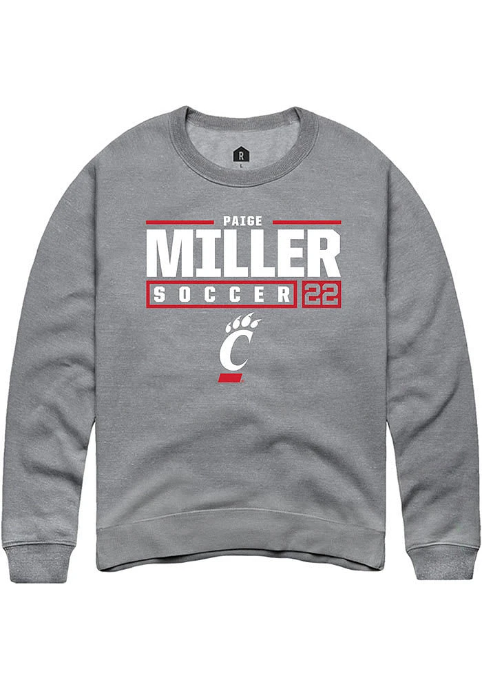 Paige Miller  Rally Cincinnati Bearcats Mens Graphite NIL Stacked Box Long Sleeve Crew Sweatshir..