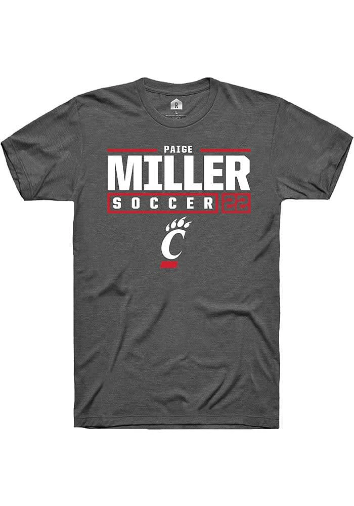 Paige Miller Dark Grey Cincinnati Bearcats NIL Stacked Box Short Sleeve T Shirt
