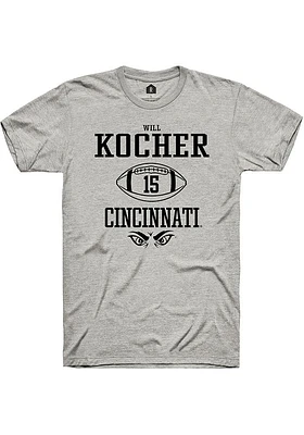 Will Kocher  Cincinnati Bearcats Ash Rally NIL Sport Icon Short Sleeve T Shirt