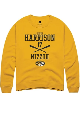 Cierra Harrison  Rally Missouri Tigers Mens Gold NIL Sport Icon Long Sleeve Crew Sweatshirt