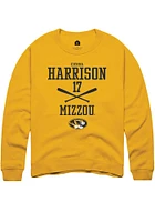 Cierra Harrison  Rally Missouri Tigers Mens Gold NIL Sport Icon Long Sleeve Crew Sweatshirt