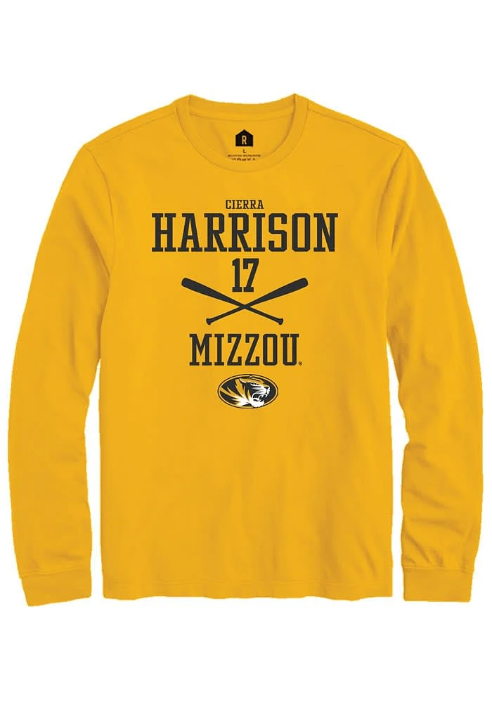 Cierra Harrison Missouri Tigers Gold Rally NIL Sport Icon Long Sleeve T Shirt
