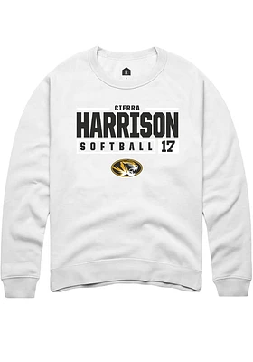 Cierra Harrison Rally Missouri Tigers Mens NIL Stacked Box Long Sleeve Crew Sweatshirt