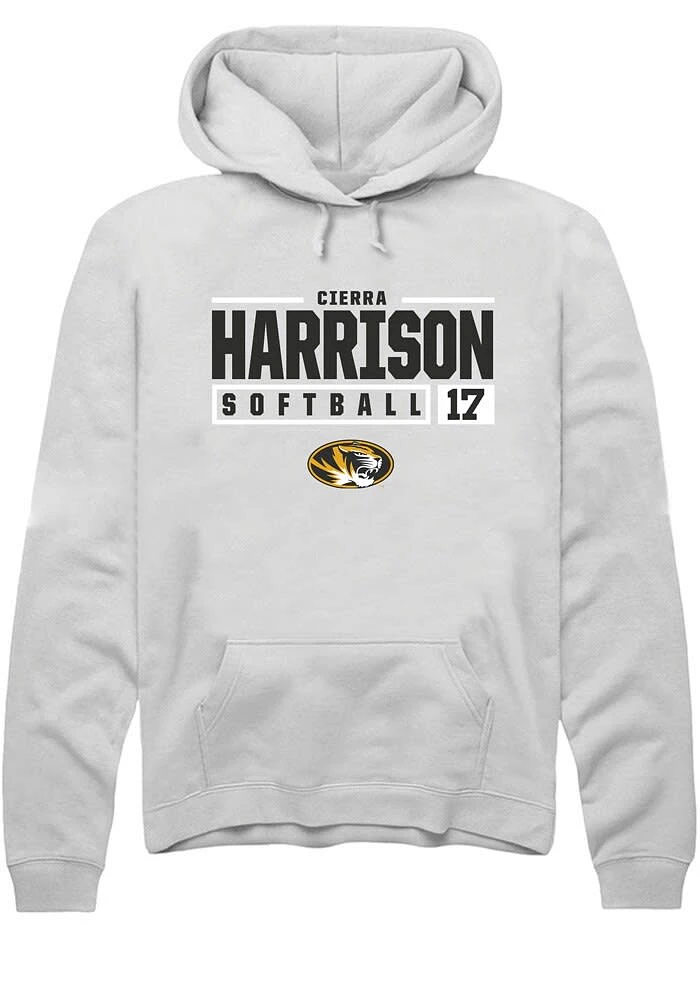 Cierra Harrison Rally Missouri Tigers Mens NIL Stacked Box Long Sleeve Hoodie