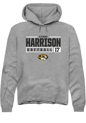 Cierra Harrison  Rally Missouri Tigers Mens Graphite NIL Stacked Box Long Sleeve Hoodie
