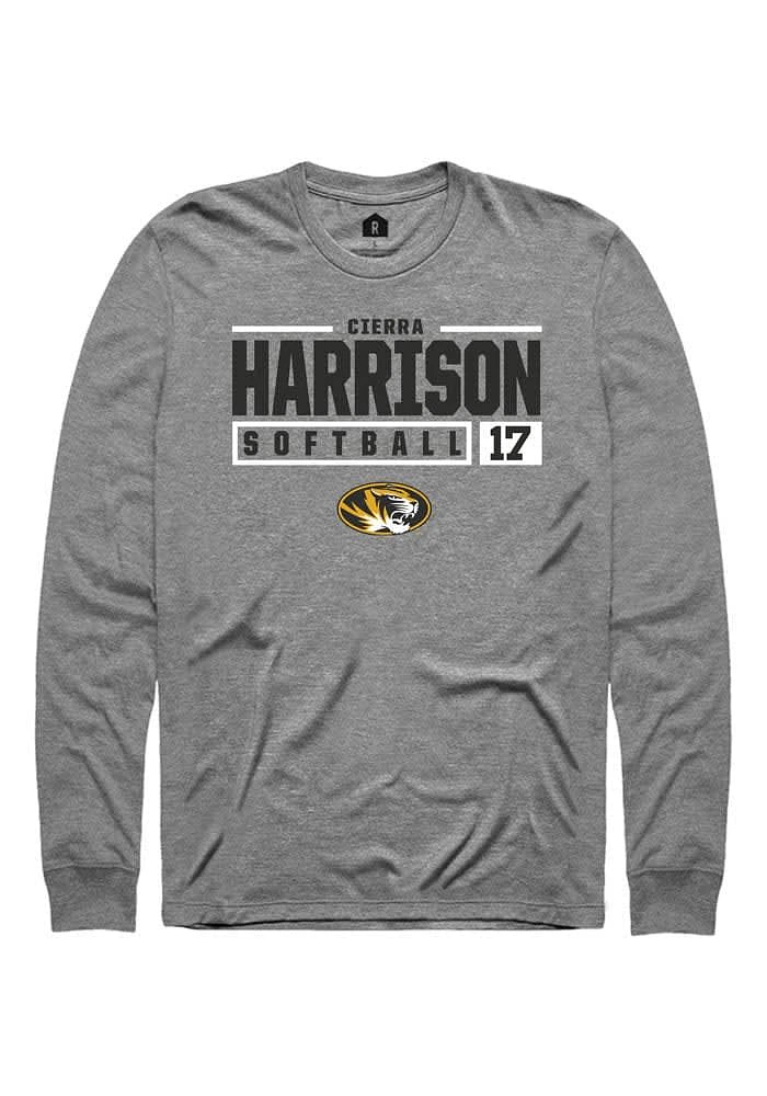 Cierra Harrison Missouri Tigers Graphite Rally NIL Stacked Box Long Sleeve T Shirt
