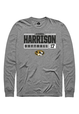 Cierra Harrison  Missouri Tigers Graphite Rally NIL Stacked Box Long Sleeve T Shirt