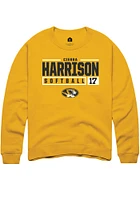 Cierra Harrison  Rally Missouri Tigers Mens Gold NIL Stacked Box Long Sleeve Crew Sweatshirt