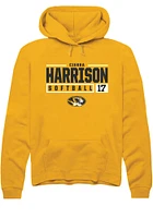 Cierra Harrison  Rally Missouri Tigers Mens Gold NIL Stacked Box Long Sleeve Hoodie
