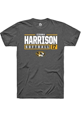Cierra Harrison  Missouri Tigers Dark Grey Rally NIL Stacked Box Short Sleeve T Shirt