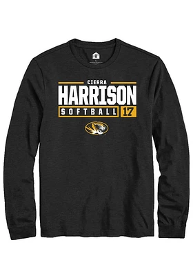 Cierra Harrison  Missouri Tigers Black Rally NIL Stacked Box Long Sleeve T Shirt