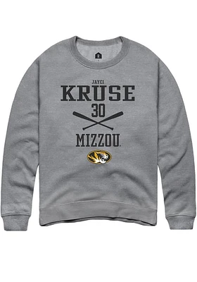 Jayci Kruse  Rally Missouri Tigers Mens Graphite NIL Sport Icon Long Sleeve Crew Sweatshirt