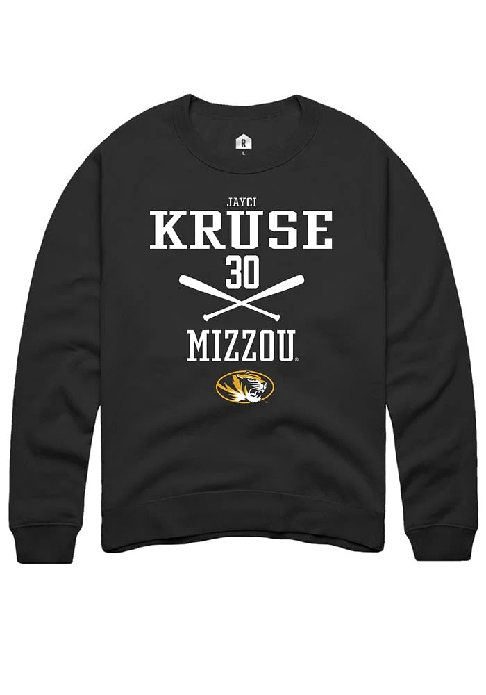 Jayci Kruse Rally Missouri Tigers Mens Black NIL Sport Icon Long Sleeve Crew Sweatshirt