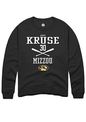 Jayci Kruse  Rally Missouri Tigers Mens Black NIL Sport Icon Long Sleeve Crew Sweatshirt
