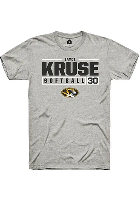 Jayci Kruse  Missouri Tigers Ash Rally NIL Stacked Box Short Sleeve T Shirt