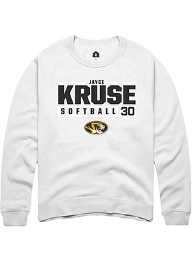 Jayci Kruse Rally Missouri Tigers Mens NIL Stacked Box Long Sleeve Crew Sweatshirt