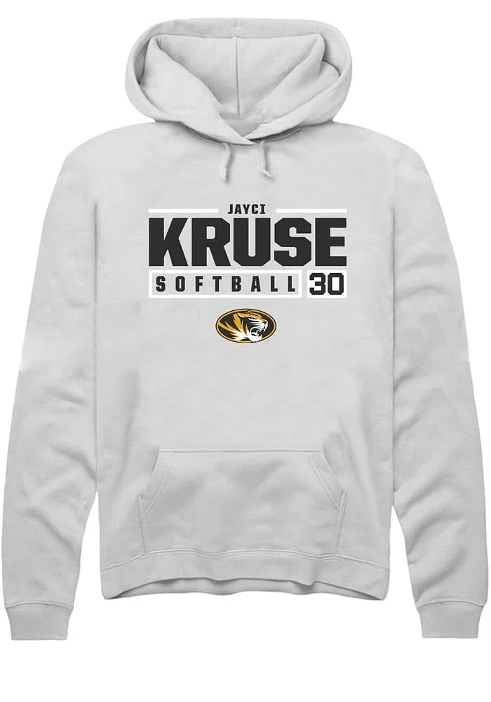 Jayci Kruse Rally Missouri Tigers Mens NIL Stacked Box Long Sleeve Hoodie