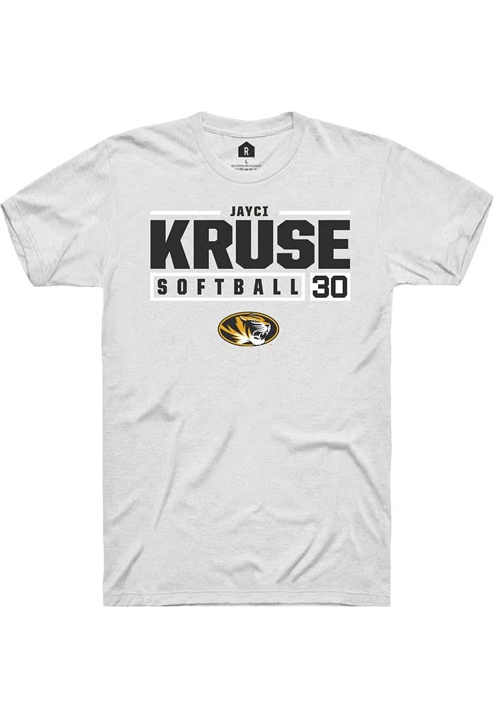 Jayci Kruse Missouri Tigers White Rally NIL Stacked Box Short Sleeve T Shirt