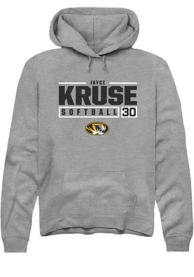Jayci Kruse  Rally Missouri Tigers Mens Graphite NIL Stacked Box Long Sleeve Hoodie