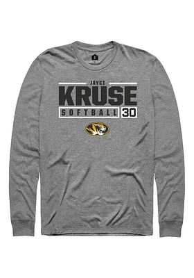 Jayci Kruse  Missouri Tigers Graphite Rally NIL Stacked Box Long Sleeve T Shirt