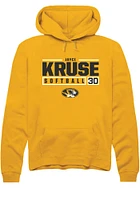 Jayci Kruse  Rally Missouri Tigers Mens Gold NIL Stacked Box Long Sleeve Hoodie