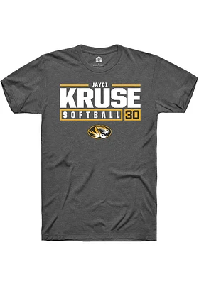 Jayci Kruse  Missouri Tigers Dark Grey Rally NIL Stacked Box Short Sleeve T Shirt