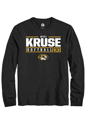 Jayci Kruse  Missouri Tigers Black Rally NIL Stacked Box Long Sleeve T Shirt