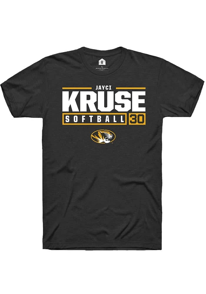 Jayci Kruse Missouri Tigers Black Rally NIL Stacked Box Short Sleeve T Shirt
