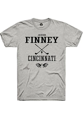 Jackson Finney  Cincinnati Bearcats Ash Rally NIL Sport Icon Short Sleeve T Shirt