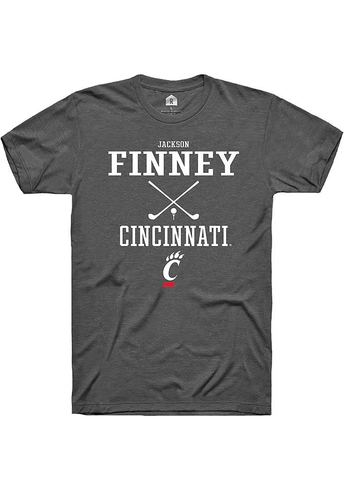 Jackson Finney  Cincinnati Bearcats Dark Grey Rally NIL Sport Icon Short Sleeve T Shirt