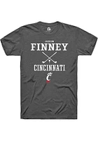 Jackson Finney  Cincinnati Bearcats Dark Grey Rally NIL Sport Icon Short Sleeve T Shirt