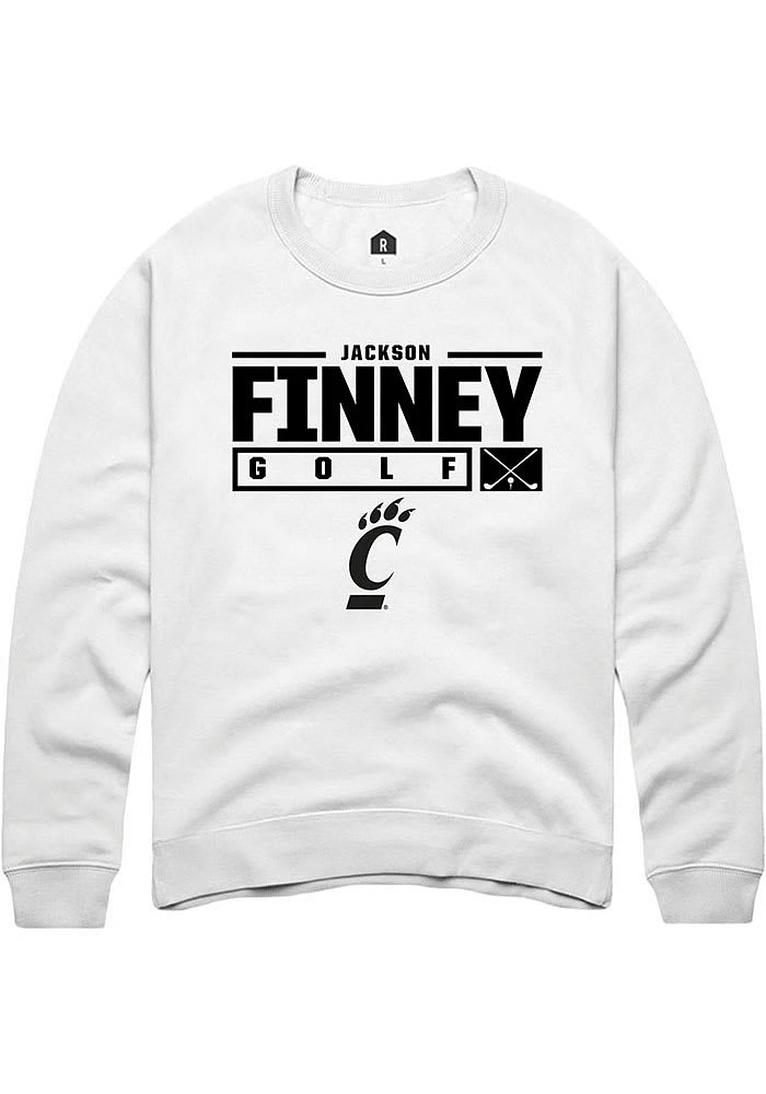 Jackson Finney Rally Cincinnati Bearcats Mens NIL Stacked Box Long Sleeve Crew Sweatshirt