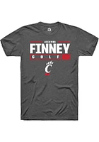 Jackson Finney  Cincinnati Bearcats Dark Grey Rally NIL Stacked Box Short Sleeve T Shirt