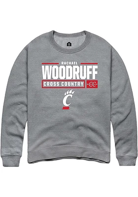 Rachael Woodruff  Rally Cincinnati Bearcats Mens Graphite NIL Stacked Box Long Sleeve Crew Sweat..