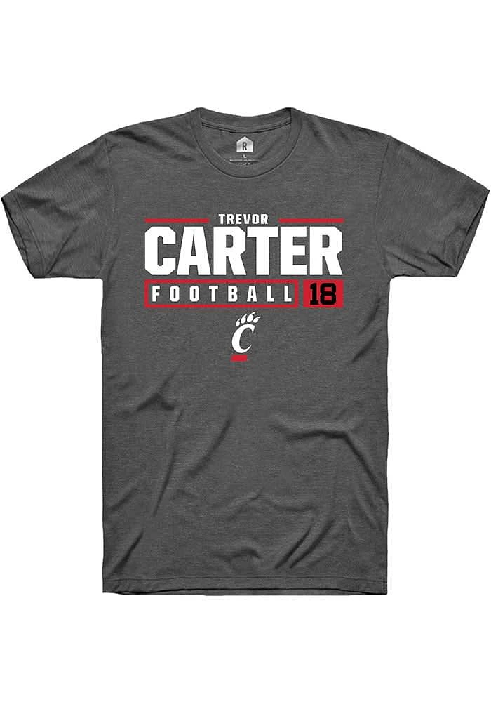 Trevor Carter  Cincinnati Bearcats Dark Grey Rally NIL Stacked Box Short Sleeve T Shirt