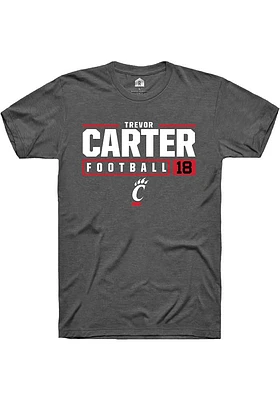 Trevor Carter  Cincinnati Bearcats Dark Grey Rally NIL Stacked Box Short Sleeve T Shirt