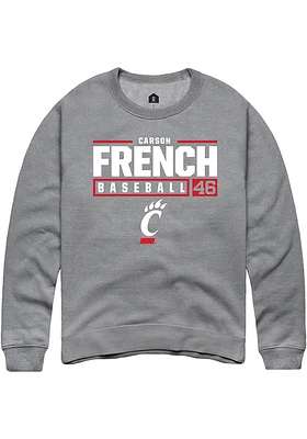 Carson French  Rally Cincinnati Bearcats Mens Graphite NIL Stacked Box Long Sleeve Crew Sweatshi..