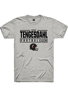 Evan Tengesdahl  Cincinnati Bearcats Ash Rally NIL Stacked Box Short Sleeve T Shirt