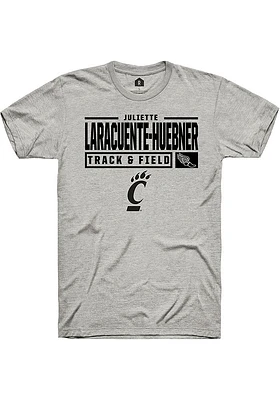 Juliette Laracuente-Huebner  Cincinnati Bearcats Ash Rally NIL Stacked Box Short Sleeve T Shirt