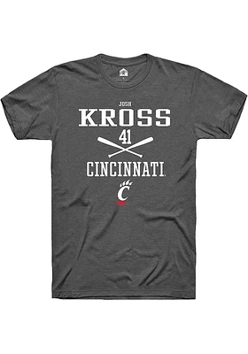 Josh Kross  Cincinnati Bearcats Dark Grey Rally NIL Sport Icon Short Sleeve T Shirt